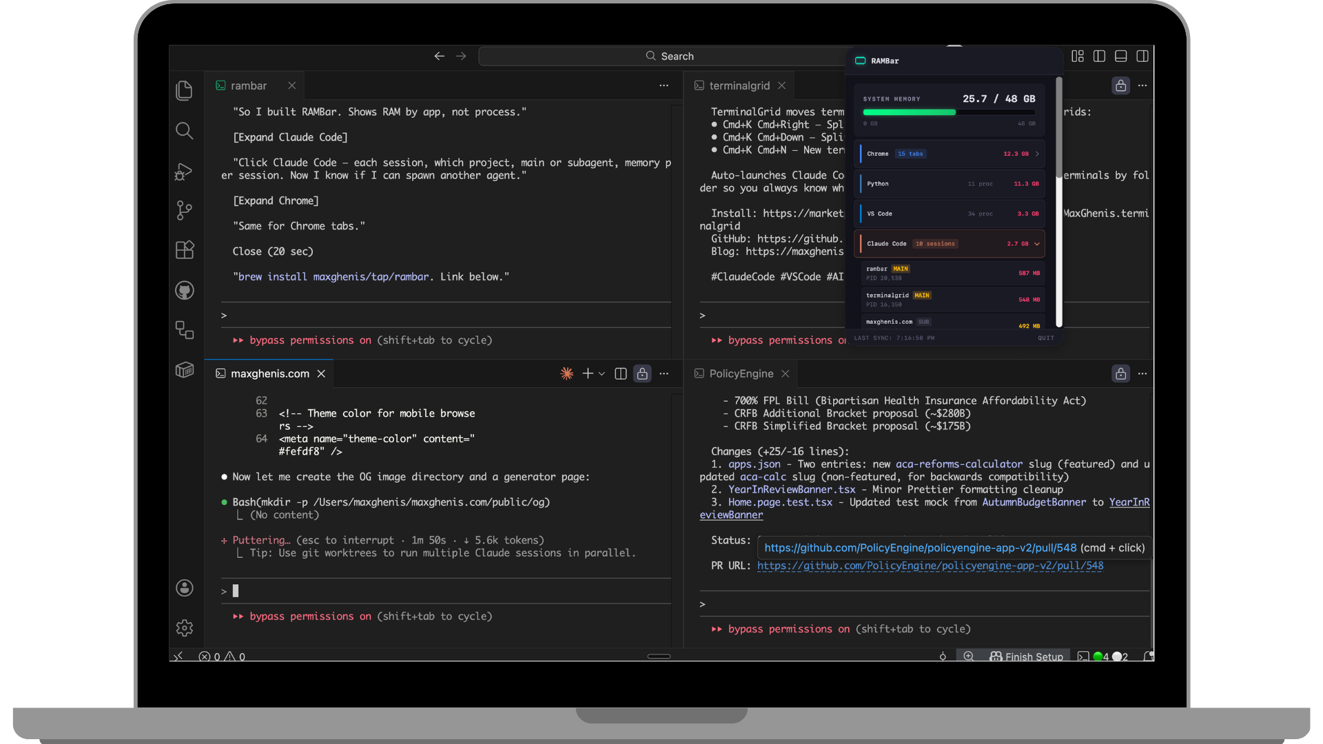 Cover image for RAMBar: A macOS menu bar RAM monitor for developers
